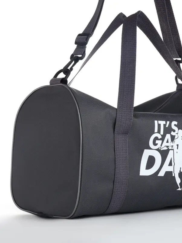 Сумка спортивная на молнии TEXTURA, с подкладкой, длинный ремень, с принтом, маленький размер, серая