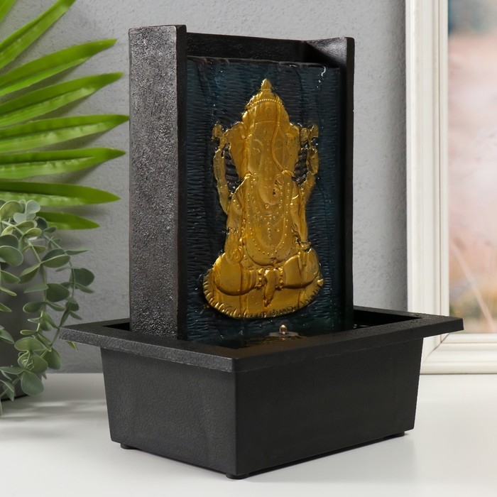 Фонтан настольный от сети, подсветка Фонтан настольный от сети, подсветка "Портрет сидящего Ганеша" 21х17х27 см
