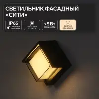 Светильник фасадный &laquo;Сити&raquo;, FSD-055, 5 Вт, 3000К, квадрат, IP65, 220 В, пластик, черный