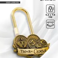 Замок свадебный &laquo;Ты+я=семья&raquo;, 5.2&times;7.6 см