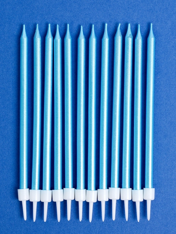 Свечи для торта Свечи для торта "Ройс", 12 шт, голубой металлик