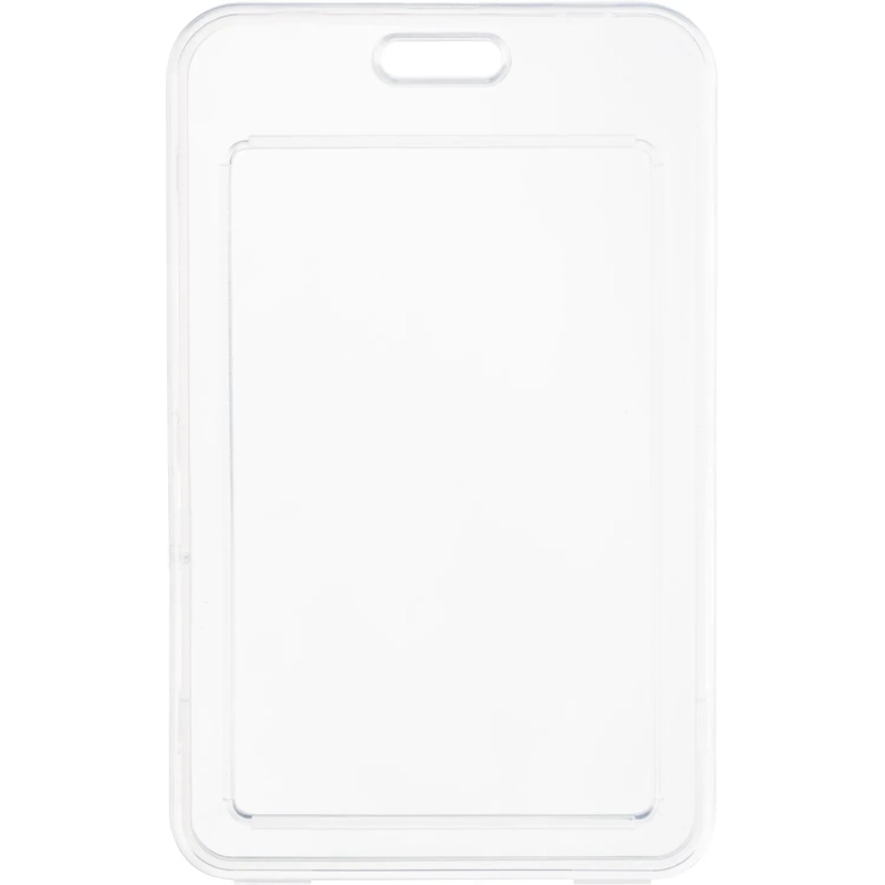 Бейдж Deli вертик.54x86 мм,жест.,держат,замок на кноп+рулетка и тесьма,син