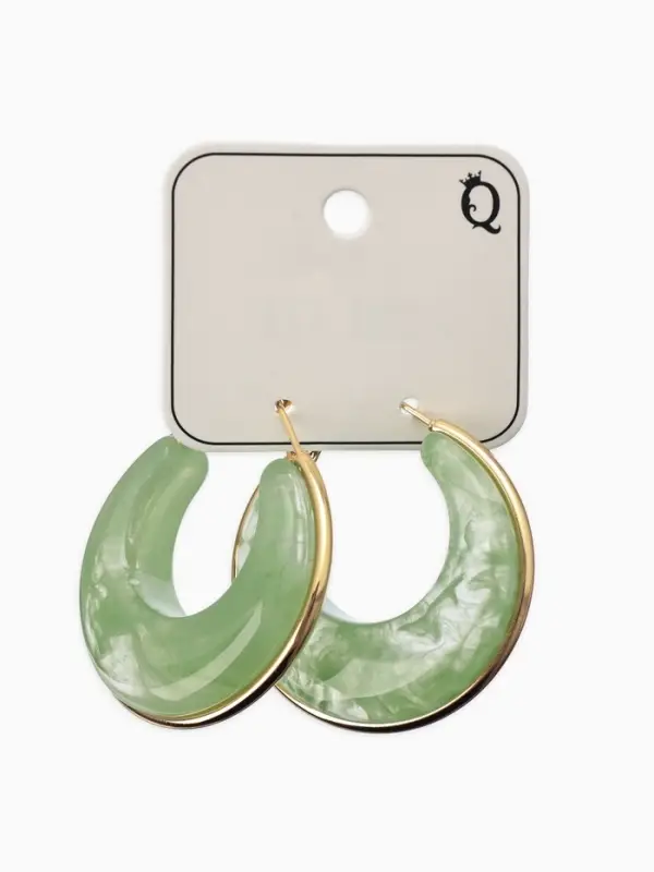 Серьги-кольца акрил &laquo;Тренд&raquo;, нефритовые в золоте