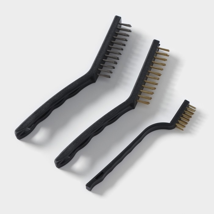 Набор щёток универсальных Доляна, 3 шт: 2 шт - 21×2×2,5 см, 1 шт - 16,5×1×1,8 см, цвет чёрный Набор щёток универсальных Доляна, 3 шт: 2 шт - 21×2×2,5 см, 1 шт - 16,5×1×1,8 см, цвет чёрный