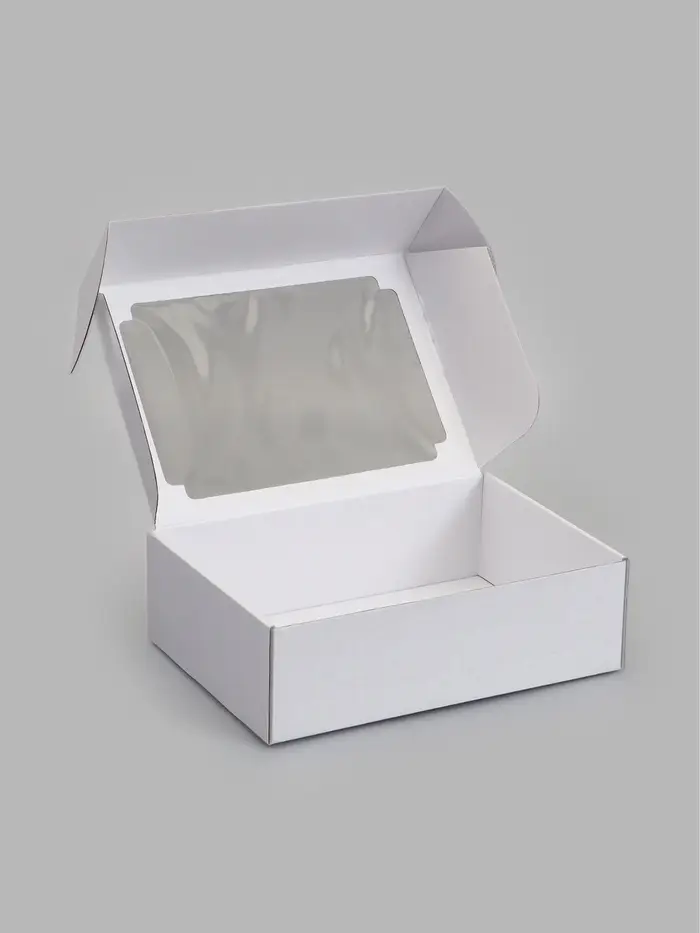 Коробка самосборная с окном, белая, 31 х 22 х 9,5 см