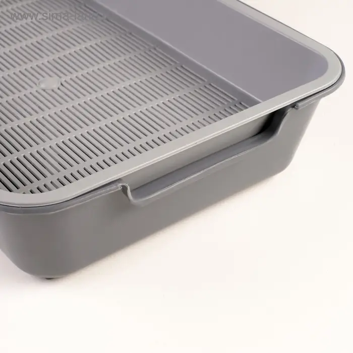 Туалет для кошек &laquo;Белла&raquo;, 37&times;27&times;8 см, с сеткой, пластик, серый