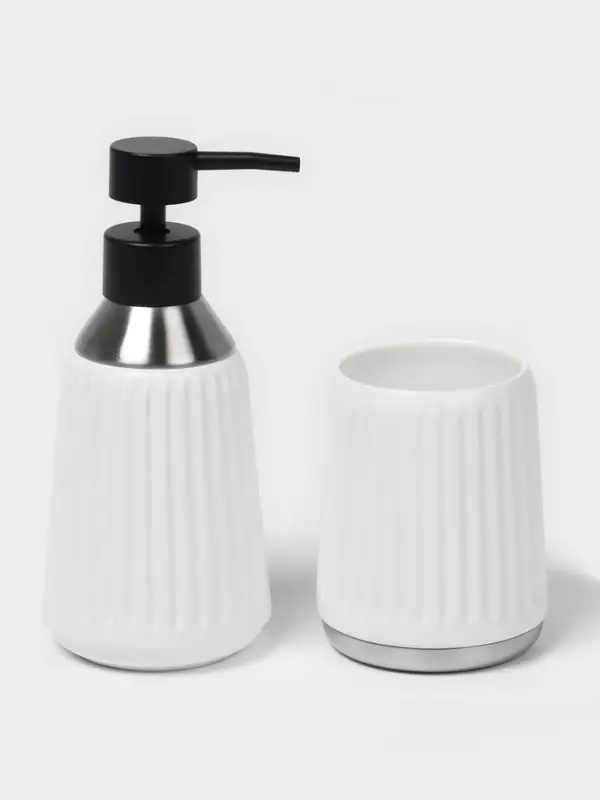 Набор для ванной SAVANNA &laquo;Хром&raquo;, 3 предмета, дозатор для мыла, стакан, мыльница