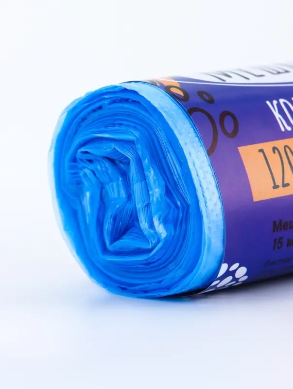 Мешки для мусора 120 л, ПНД, толщина 15 мкм, 10 шт. 68&times;106 см, в рулоне, синие