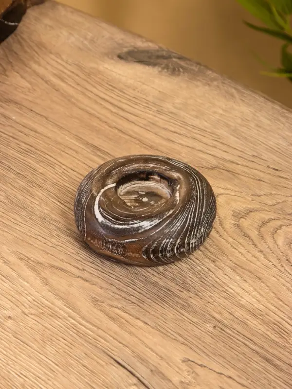 Подсвечник из дерева джати, d=3 см, 10&times;10&times;3 см, тёмно-коричневый