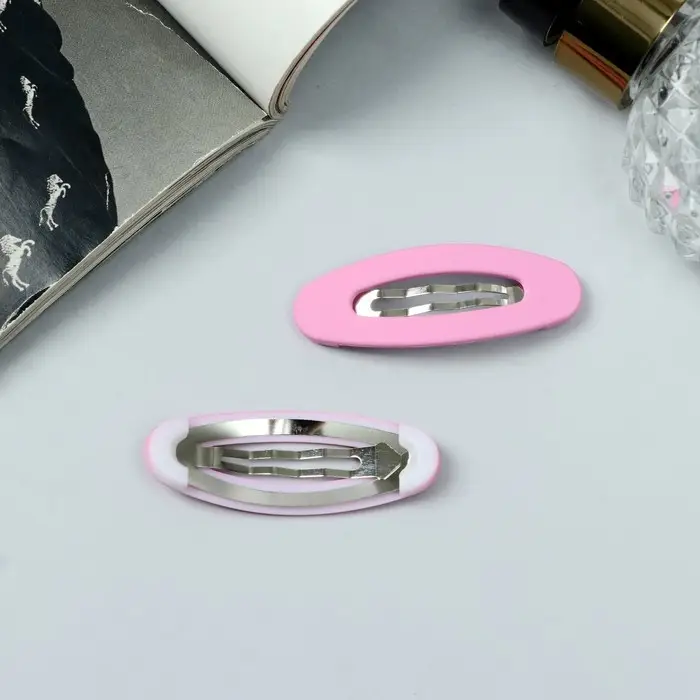 Невидимка для волос "Адели" (набор 2 шт) матовый овал, 5 см, розовый