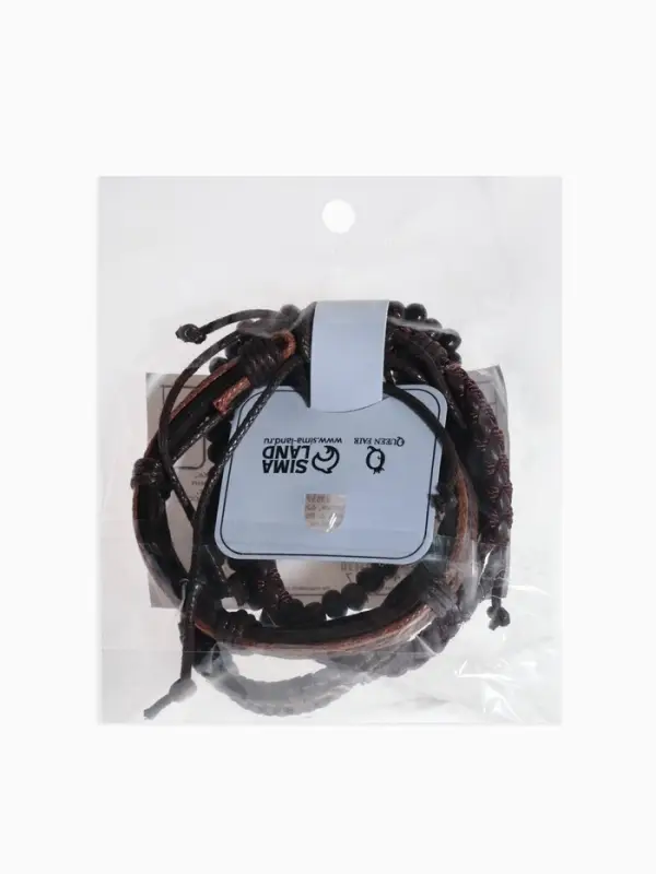 Набор браслетов &laquo;Фита&raquo;, 4 шт. кожа, коричневый, d=7.5 см