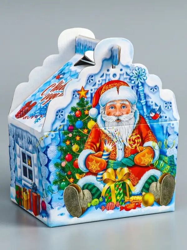 Подарочная коробка новогодняя Подарочная коробка новогодняя "Ледяной домик" 19,3 (233) х 18 х 13 см