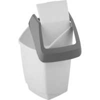 Ведро мусорное пластик 15л прям сер с черн крышк-маят мрамор 260х460х250мм