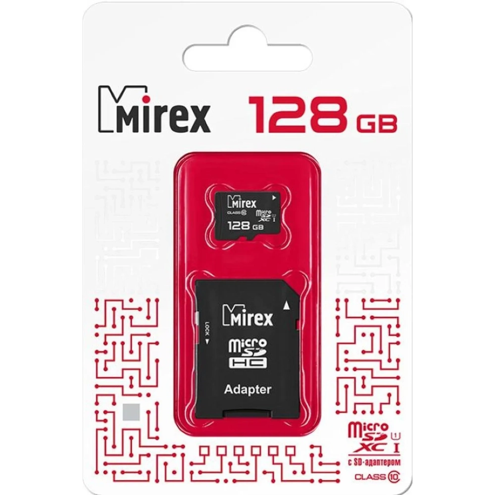Карта памяти Mirex microSDХC с адап 128Gb/UHS-I/U1/class 10(13613-AD10S128)