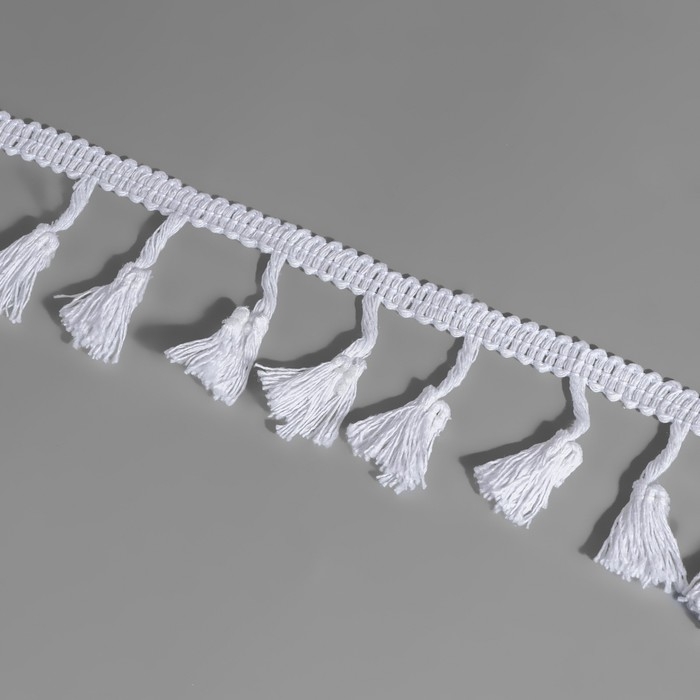 Тесьма декоративная «Бахрома», 45 мм, 10 ± 1 м, цвет белый Тесьма декоративная «Бахрома», 45 мм, 10 ± 1 м, цвет белый