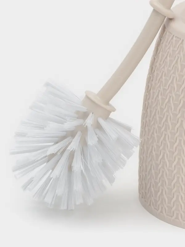 Ёршик для унитаза &laquo;Вязаное плетение&raquo;, 15&times;15&times;37 см, с подставкой, бежевый