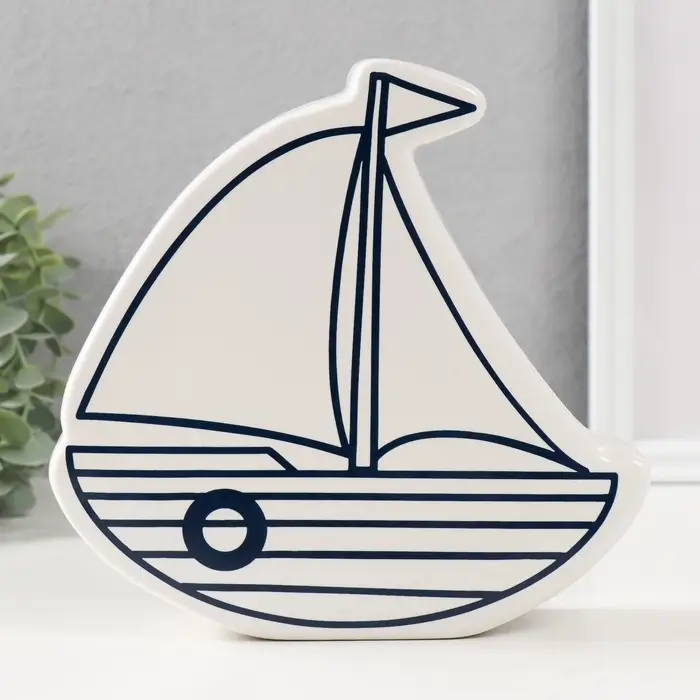 Копилка для денег &laquo;Парусник&raquo;, керамика, белый, 20&times;5.2&times;19.5 см