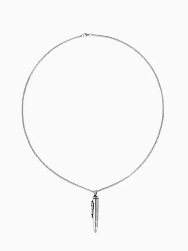 Кулон унисекс &laquo;Пуля&raquo;, резной рисунок, цвет чернёное серебро, 60 см