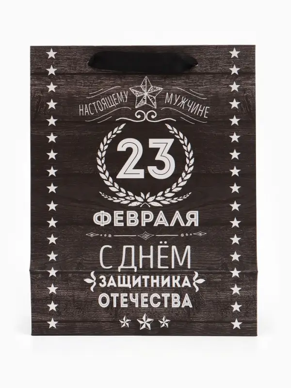 Пакет подарочный ламинированный, упаковка, &laquo;С 23 февраля&raquo;, MS 18&times;23&times;10 см