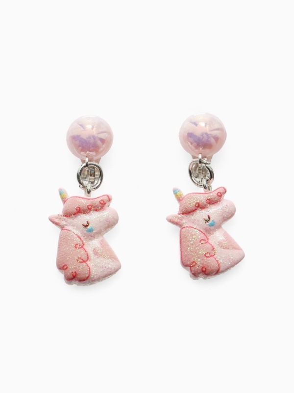 Серьги-клипсы детские  Серьги-клипсы детские "Выбражулька" единорог с жемчужиной, цвет розово-белый