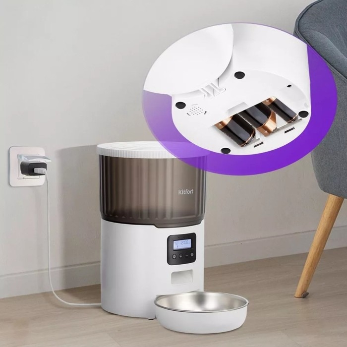 Умная кормушка для животных Kitfort KT-6362, 10 Вт, 4 л, бело-чёрная Умная кормушка для животных Kitfort KT-6362, 10 Вт, 4 л, бело-чёрная