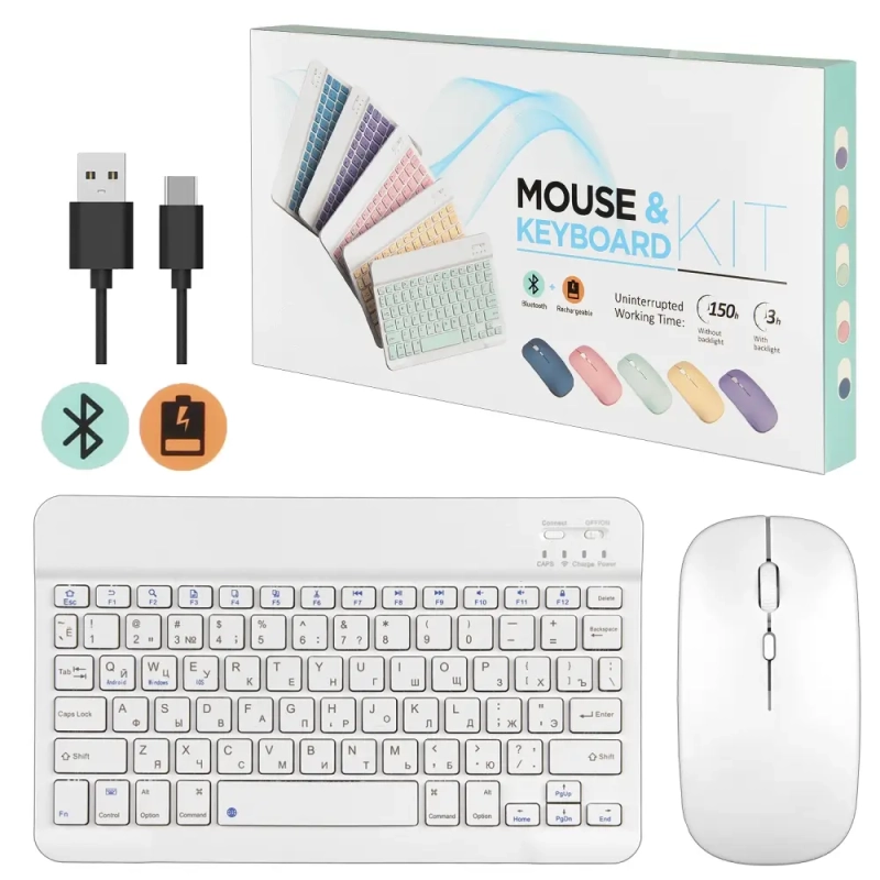 Набор беспроводная клавиатура + мышь 030 белый