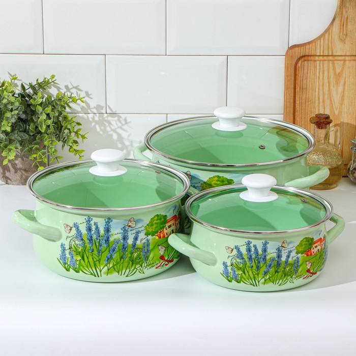 Набор кастрюль «Тоскана», 3 предмета: 2 л, 3 л, 4 л, крышки, индукция Набор кастрюль «Тоскана», 3 предмета: 2 л, 3 л, 4 л, крышки, индукция