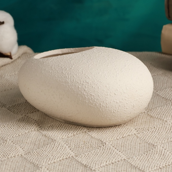 Кашпо - бонсайница  Кашпо - бонсайница "Галька" для кактусов и суккулентов, белое, 15х12х6см