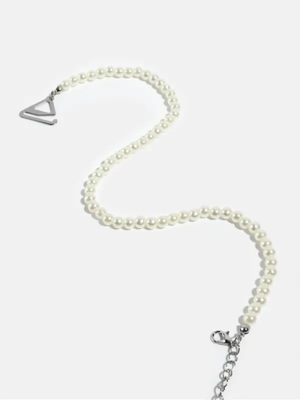 Лямки для бюстгальтера, декоративные с жемчугом, фурнитура металл, 5 мм, 45 см, пара, белые