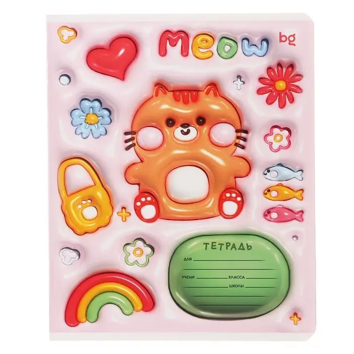 Тетрадь 12 листов в узкую линию на скрепке Inflated, обложка мелованный картон, ВД-лак, МИКС