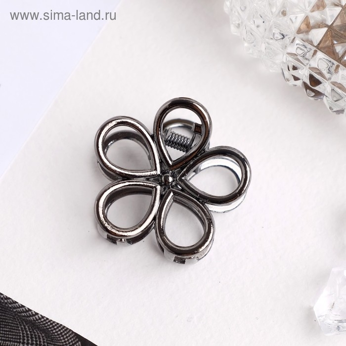 Краб для волос Краб для волос "Либерти" цветок, 4 см, тёмное серебро