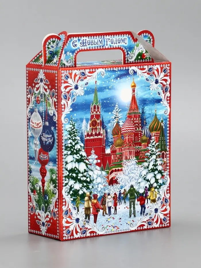Подарочная коробка новогодняя «Кремль». для сладких подарков, 14×6×21 см