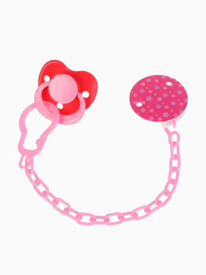 Соска - пустышка латексная ортодонтическая &laquo;Мур-мур&raquo;, от 0 мес., с держателем, розовая