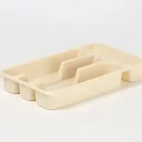Лоток для столовых приборов с крышкой Доляна, 4 секции, пластик, 30&times;18&times;4.5 см, молочный
