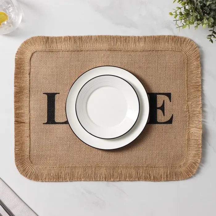 Салфетка сервировочная на стол Доляна &laquo;Любовь&raquo;, 40&times;30 см, бежевая