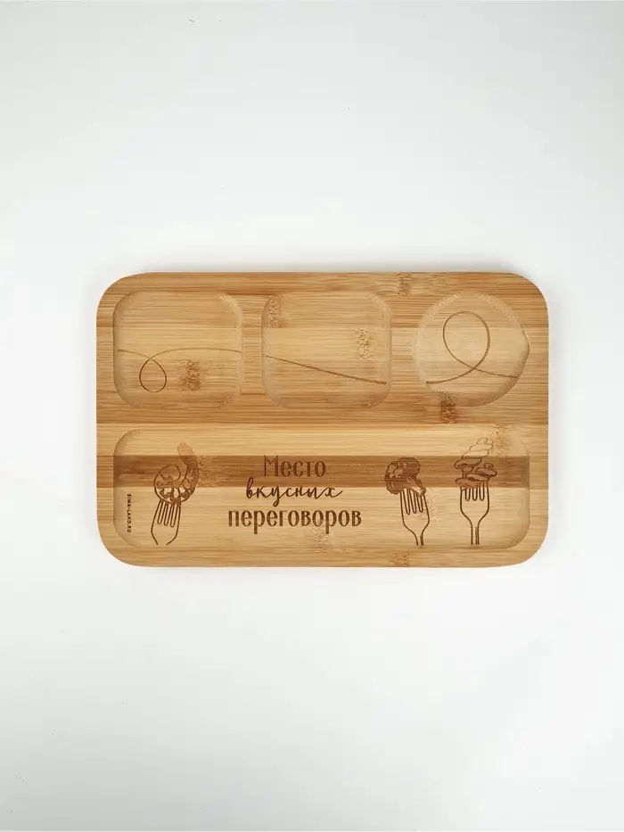 Менажница прямоугольная &laquo;Вилочки&raquo;, бамбук