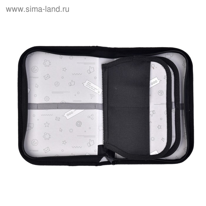 Пенал 3 секции, вкладка внутри, 140 х 210 х 40 мм, тканевый, Calligrata TOP Block  Пенал 3 секции, вкладка внутри, 140 х 210 х 40 мм, тканевый, Calligrata TOP Block "Волк графика"