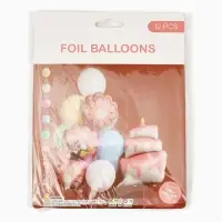 Воздушные шары "Розовый тортик" фольга, латекс, набор 12 штук