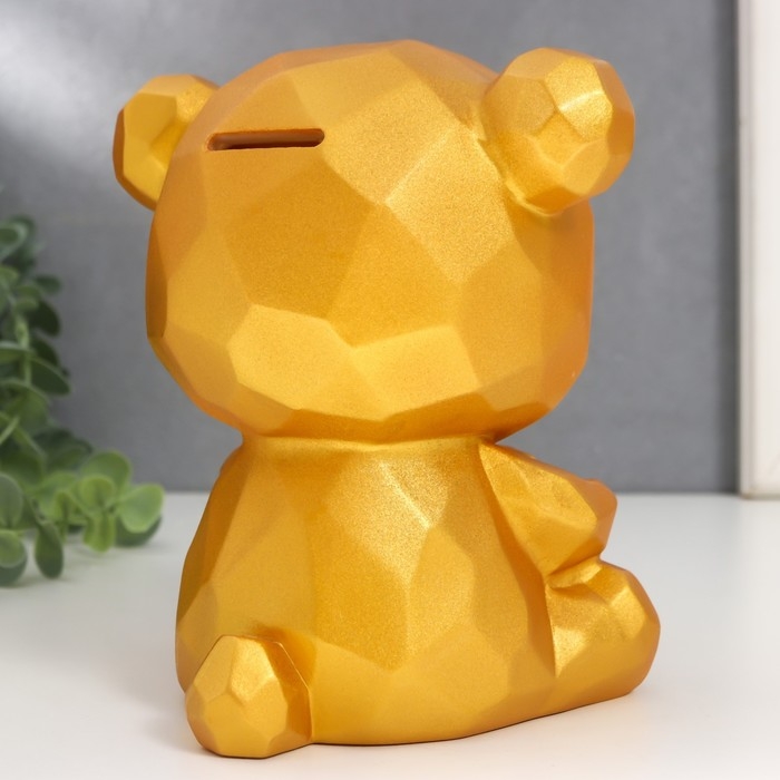 Копилка пластик Копилка пластик "Медвежонок с сердцем" золотой 14,5х14х17 см