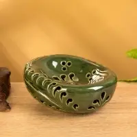 Мыльница «Цветочный узор», 13×5.5×10.5 см, керамика, зелёная