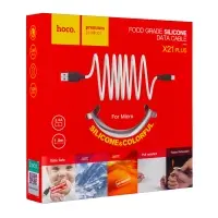 Кабель USB на MicroUSB 1M 2.4A X21 Plus HOCO белый