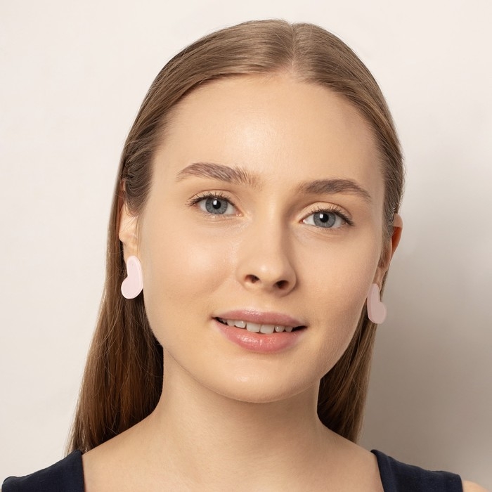 Серьги акриловые «Сердечки» широкие, цвет светло-розовый Серьги акриловые «Сердечки» широкие, цвет светло-розовый