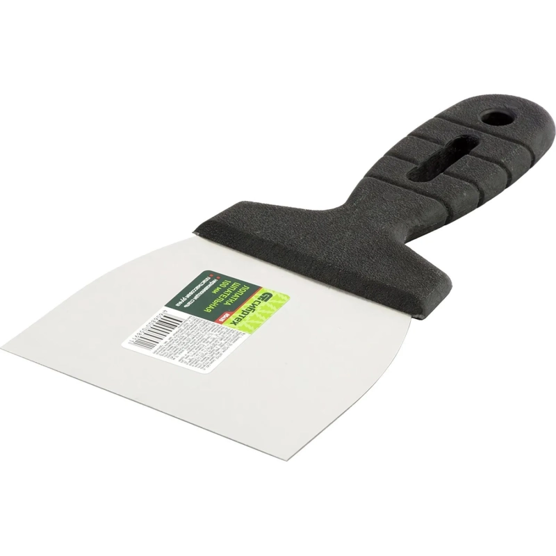 Шпатель СИБРТЕХ лопатка нерж.сталь 100мм, пластм.ручка (85435)