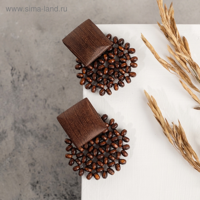 Серьги из дерева «Ваканда» квадрат, цвет коричневый Серьги из дерева «Ваканда» квадрат, цвет коричневый