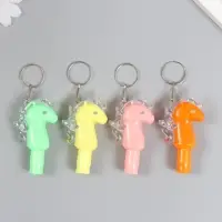 Фонарик брелок для ключей на кольце &laquo;Морской конёк&raquo;, свисток, мигает 7&times;1.5&times;4 см, МИКС