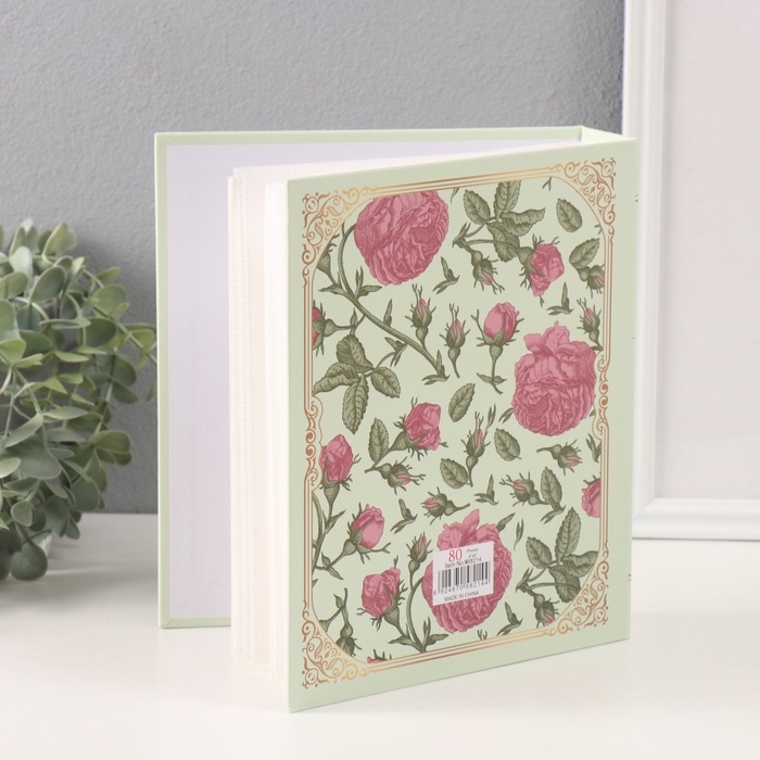 Фотоальбом на 80 фото 10х15 см Фотоальбом на 80 фото 10х15 см "Цветочный прованс" в коробке зелёный 5х19х23 см