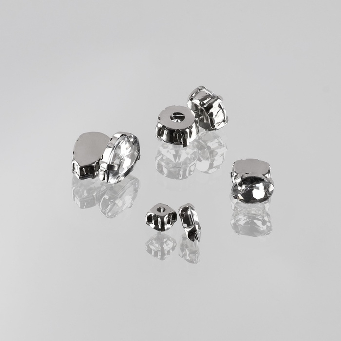 Стразы пришивные «Ассорти», в оправе, набор 50 шт, цвет серебристый