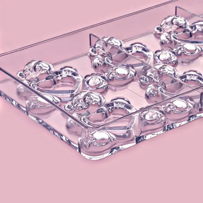 Форма конфет и шоколада &laquo;Влюблённые мишки&raquo;, 28&times;14 см, 8 ячеек, пластик, прозрачная