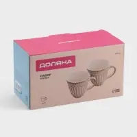 Набор кружек Доляна &laquo;Винтаж&raquo;, 350 мл, набор 2 шт., керамика, бежевые