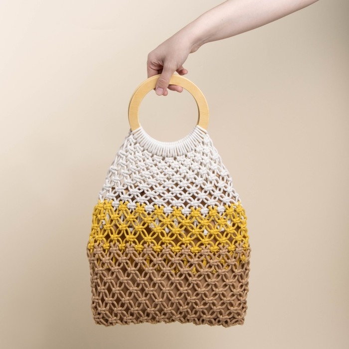 Сумка женская SL Home, ручное плетение, хлопок, кольцо 14,5 см, 30×45 см